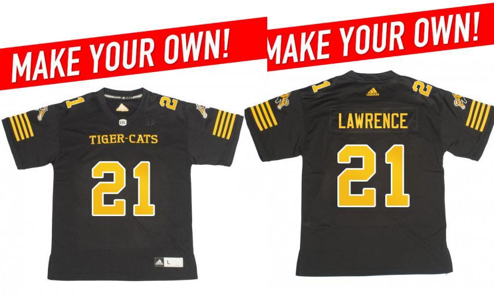 Custom Hamilton Tiger-Cats all season #21 Lawrence with a 2018 Adidas Home Jersey
